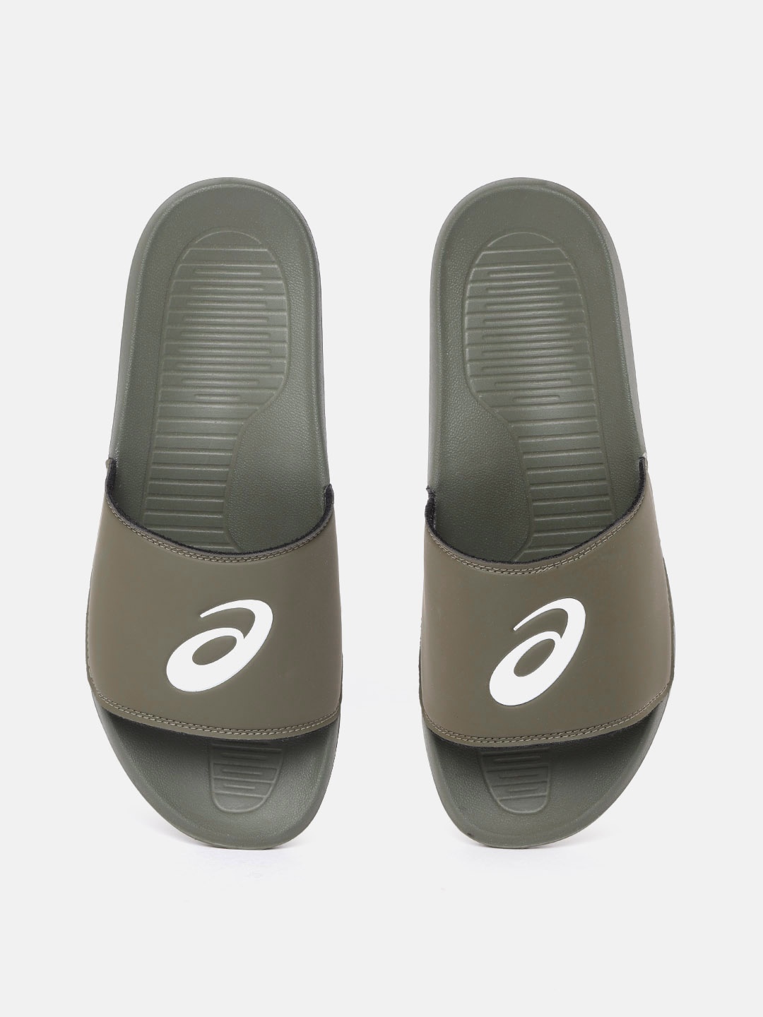 

ASICS Unisex Olive Green & White Brand logo Print Sprl Sliders