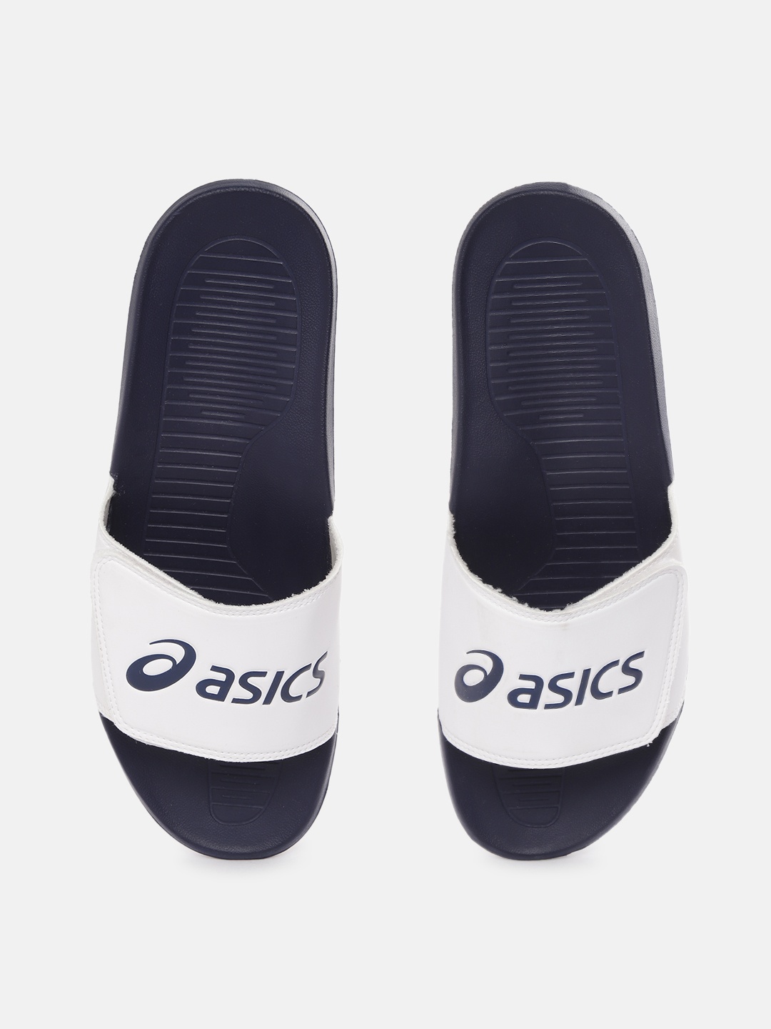 

ASICS Unisex White & Navy Blue Typography Brand Logo Printed Sliders