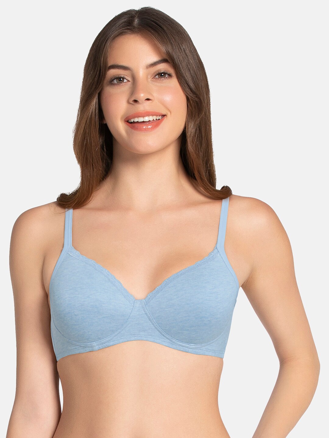 

Amante Solid Padded Cotton Casual T-Shirt Bra - BRA10202, Blue