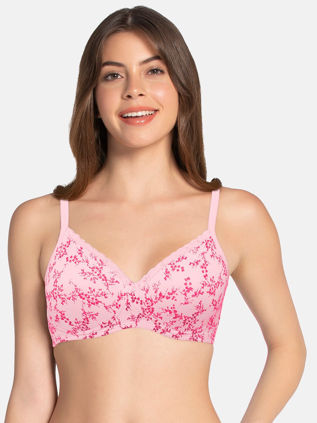 

Amante Printed Padded Cotton Casual T-Shirt Bra - BRA10202, Pink