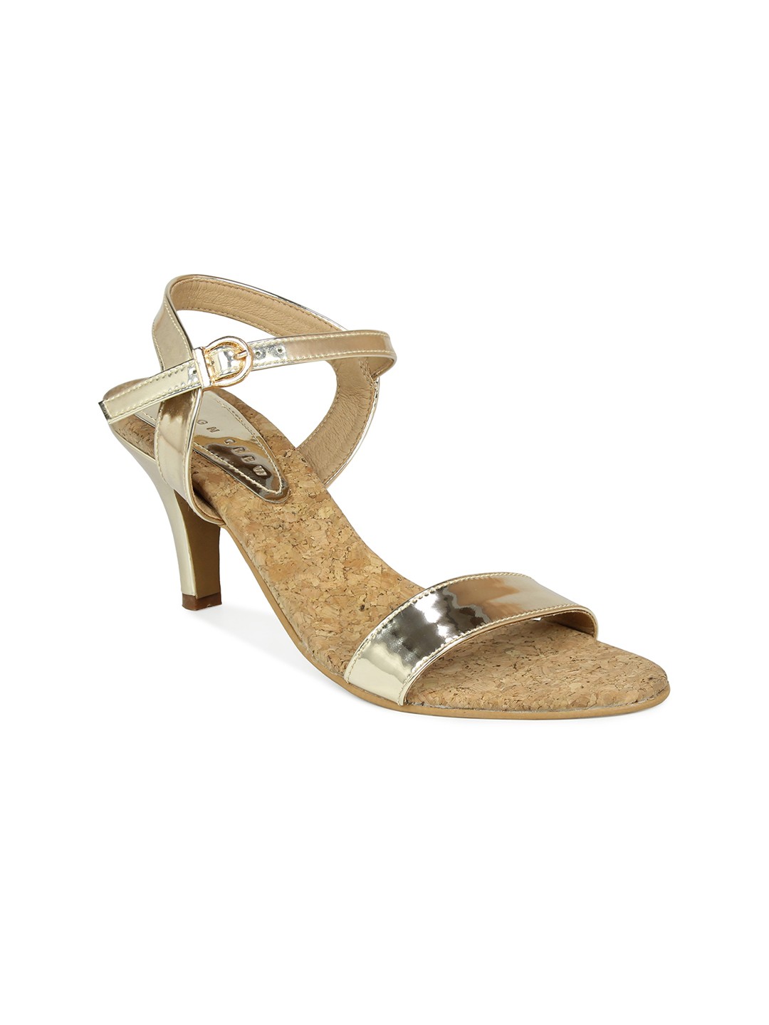 

DESIGN CREW Gold-Toned & Metallic Black Sandals