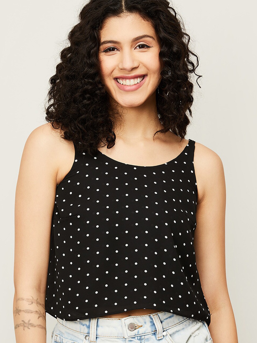 

Ginger by Lifestyle Black & White Polka Dot Print Top