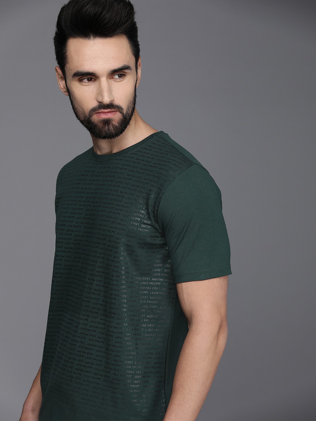 

Louis Philippe ATHPLAY Men Green Printed Slim Fit T-shirt