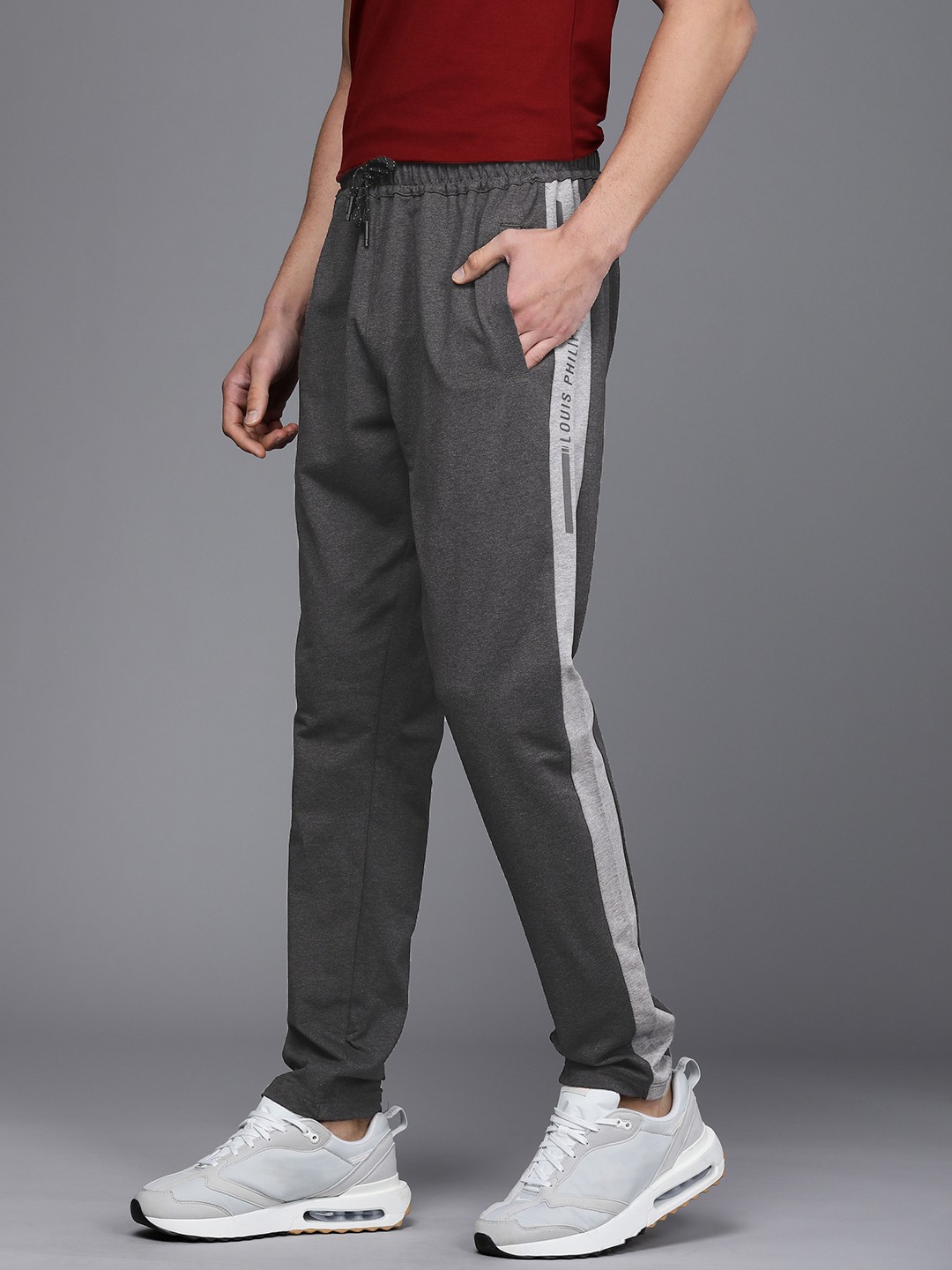 

Louis Philippe ATHPLAY Men Grey Printed Track Pants