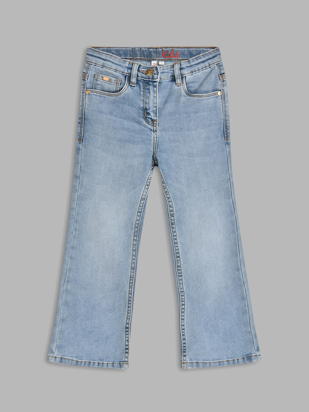 

ELLE Girls Blue Loose Relaxed Fit Heavy Fade Stretchable Cropped Jeans