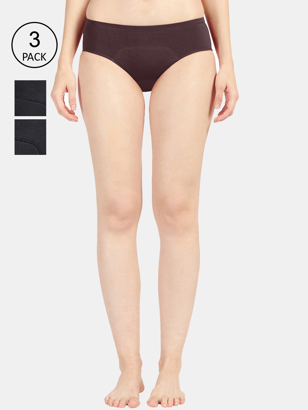 

Sonari Women Pack of 3 Brown & Black Solid Leak Proof Period Panties