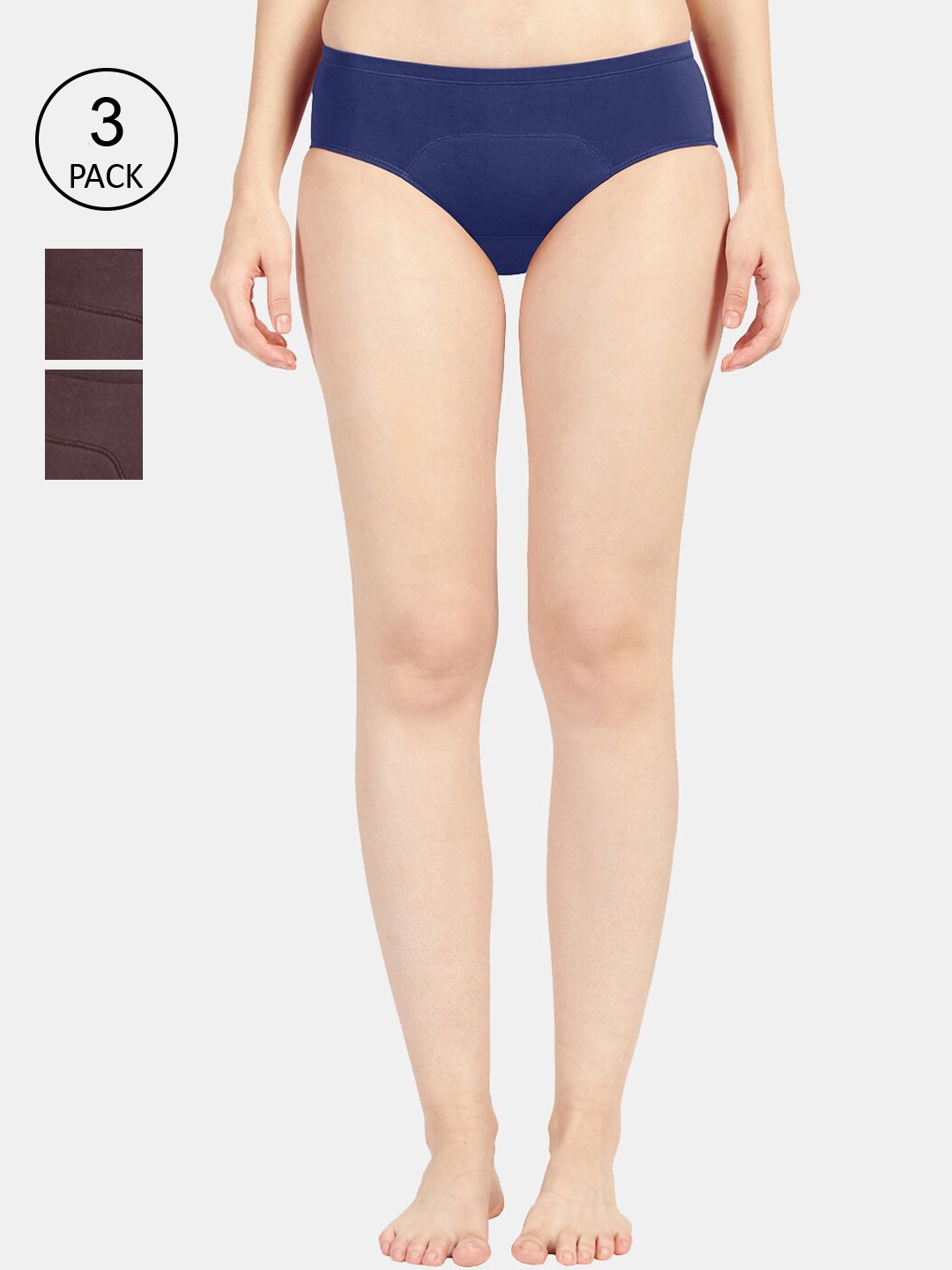 

Sonari Women Set of 3 Navy Blue & Coffee Brown Leak-Proof Period Briefs