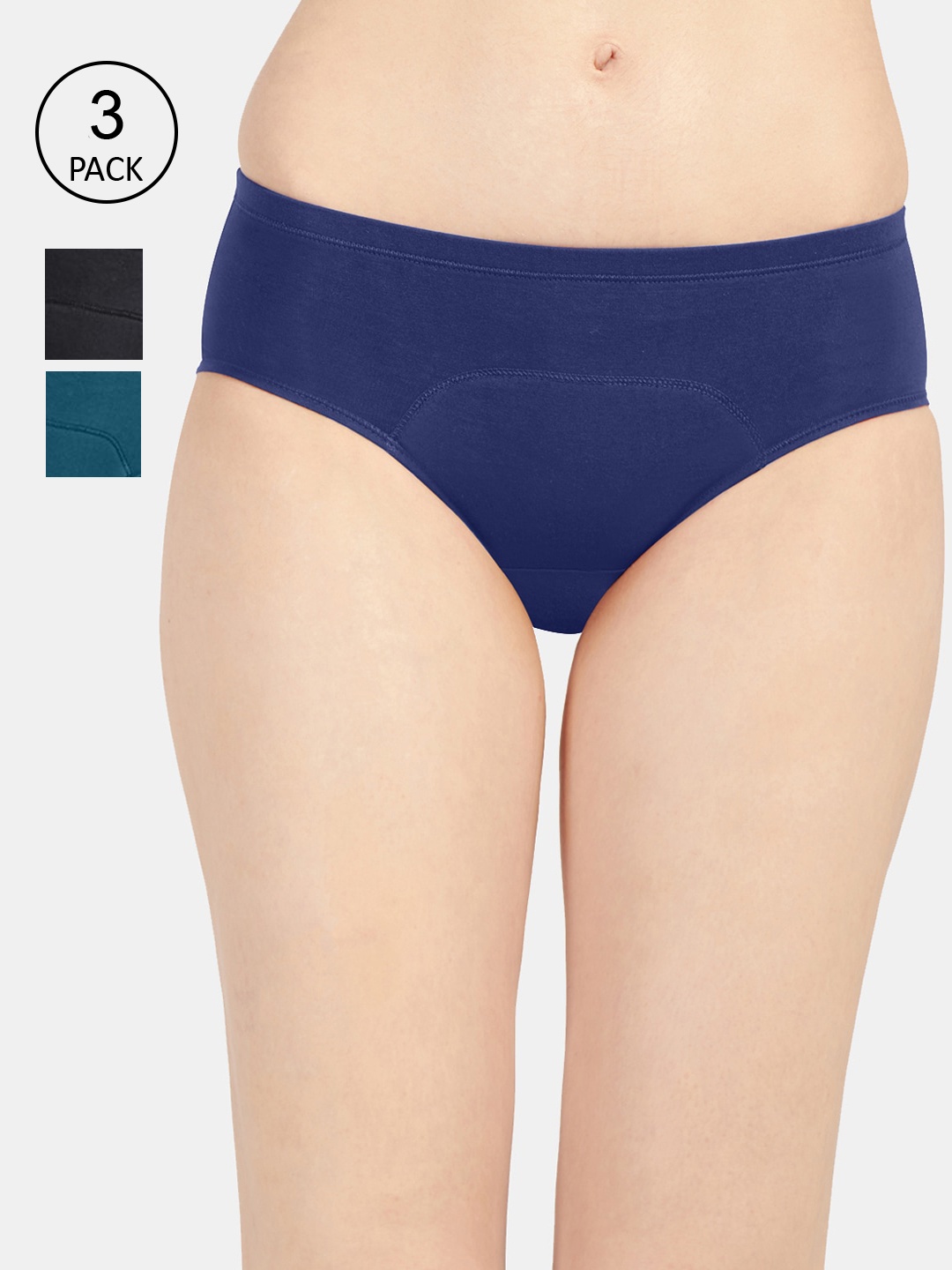 

Sonari Women Pack Of 3 Solid Period Briefs, Blue
