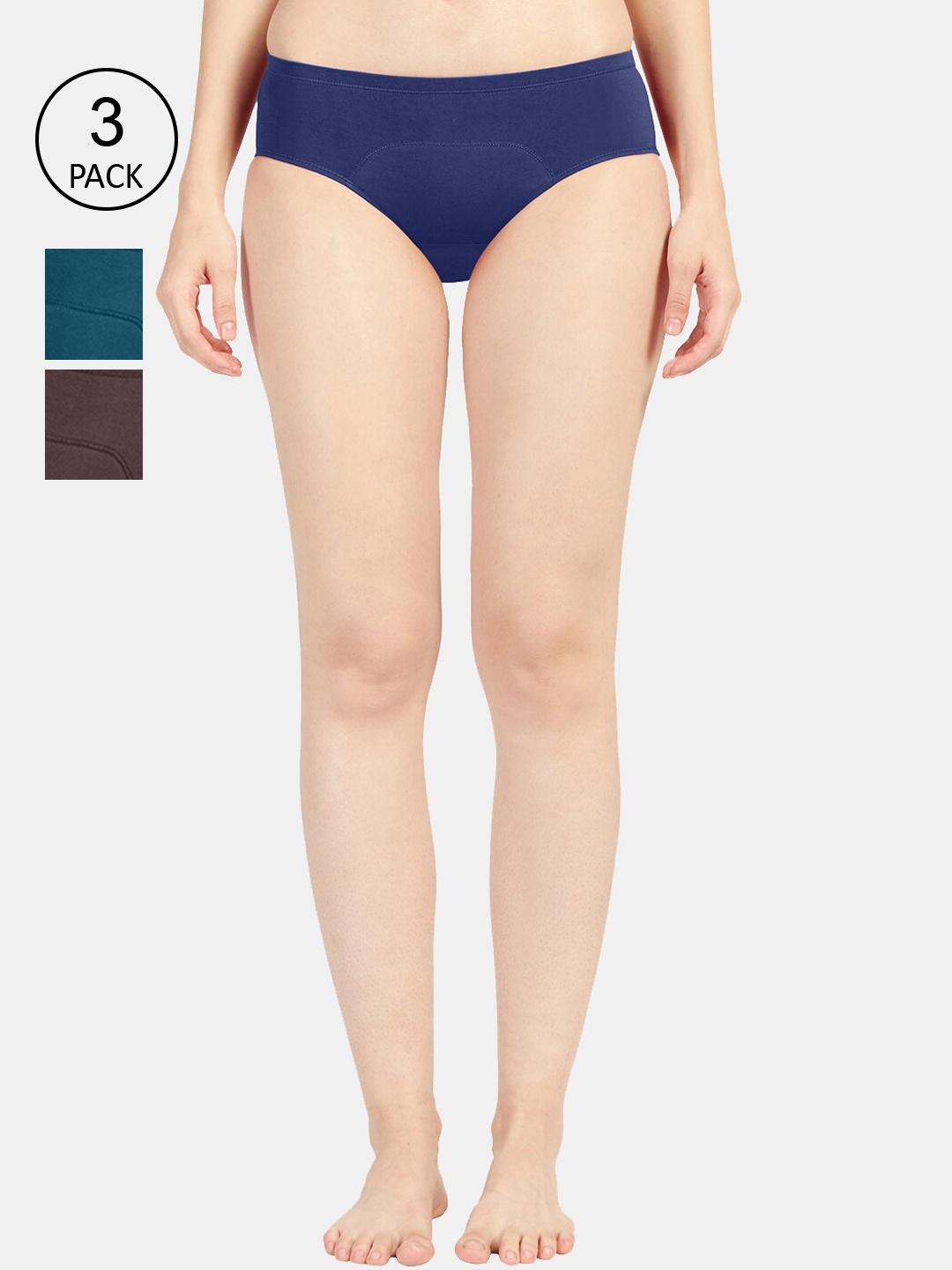 

Sonari Women Set of 3 Navy Blue & Coffee Brown Leak-Proof Period Briefs