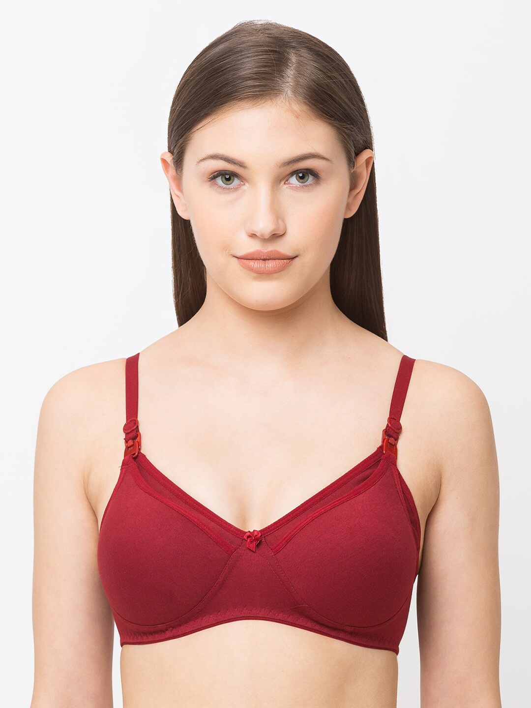 

MomToBe Women Maroon Solid Non Padded Non Wired Nursing Maternity Bra