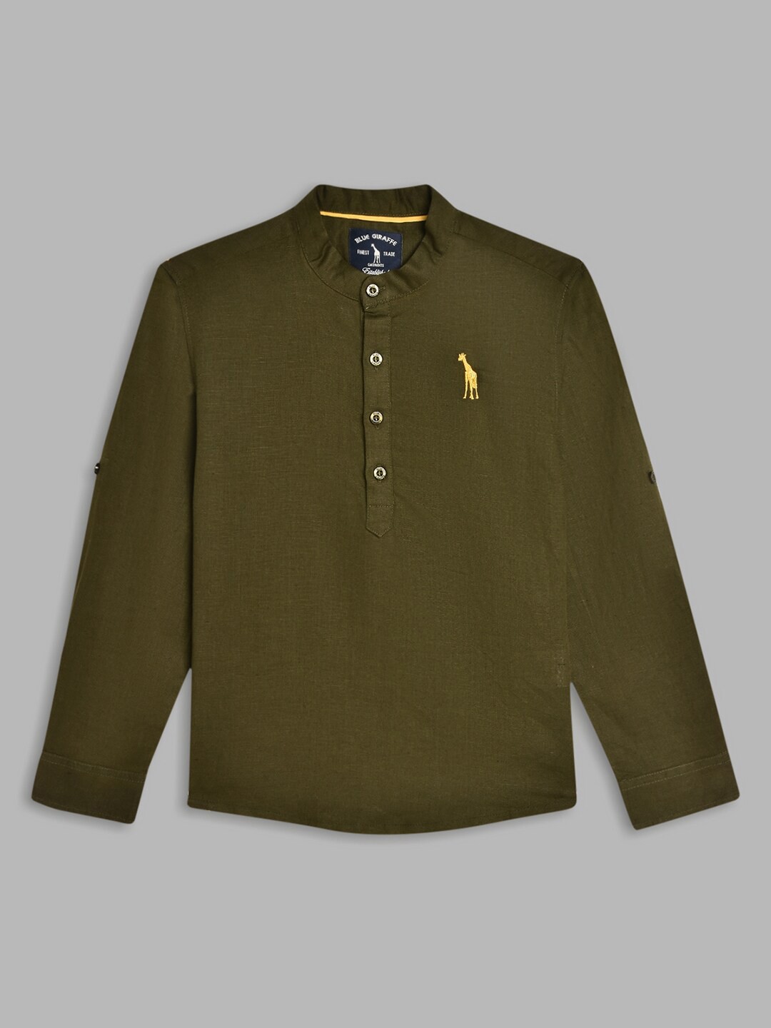 

Blue Giraffe Boys Olive Green Pure Cotton Casual Shirt