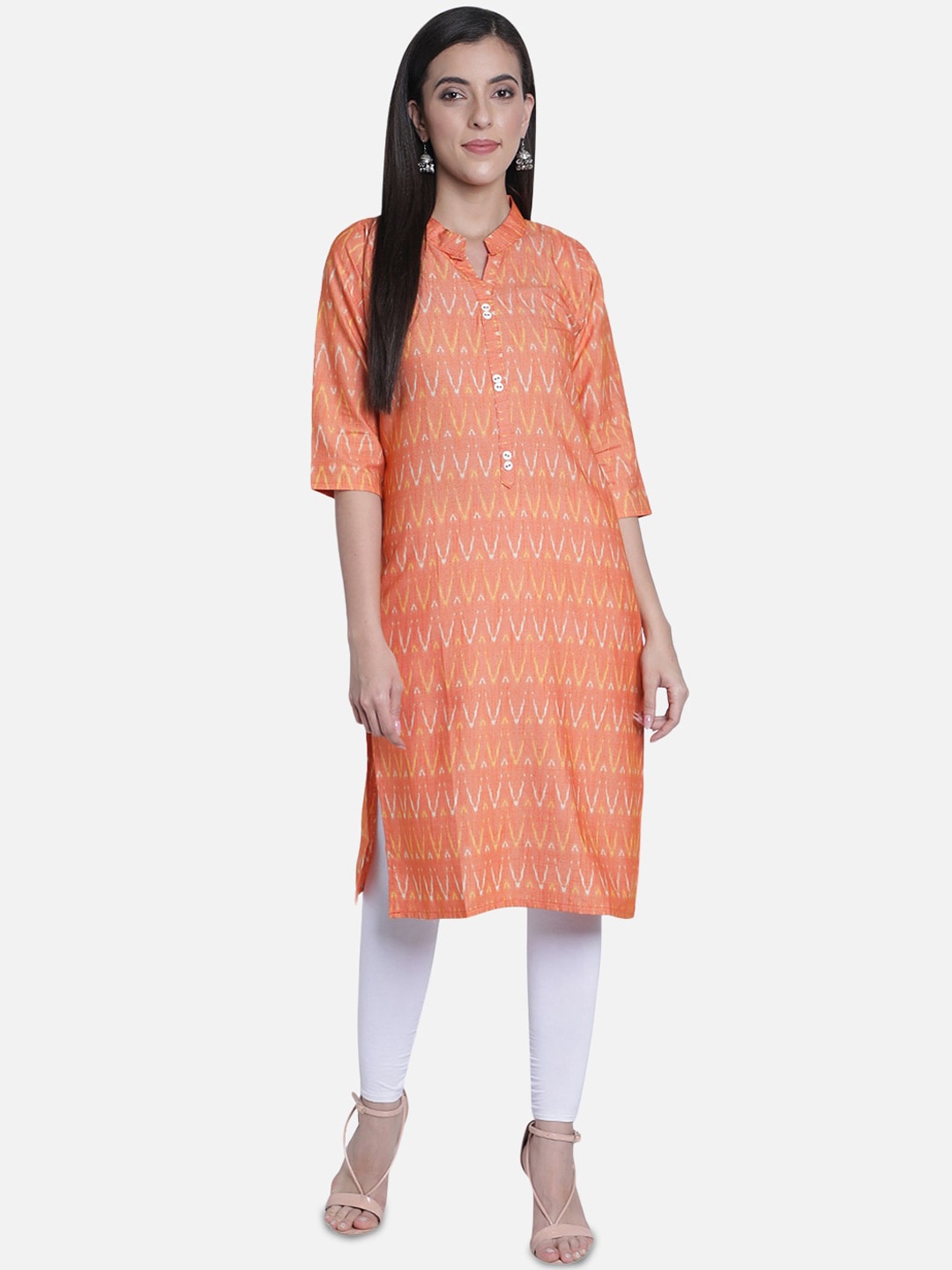 

Fabclub Women Coral Ethnic Motifs Ikat Printed Kurta