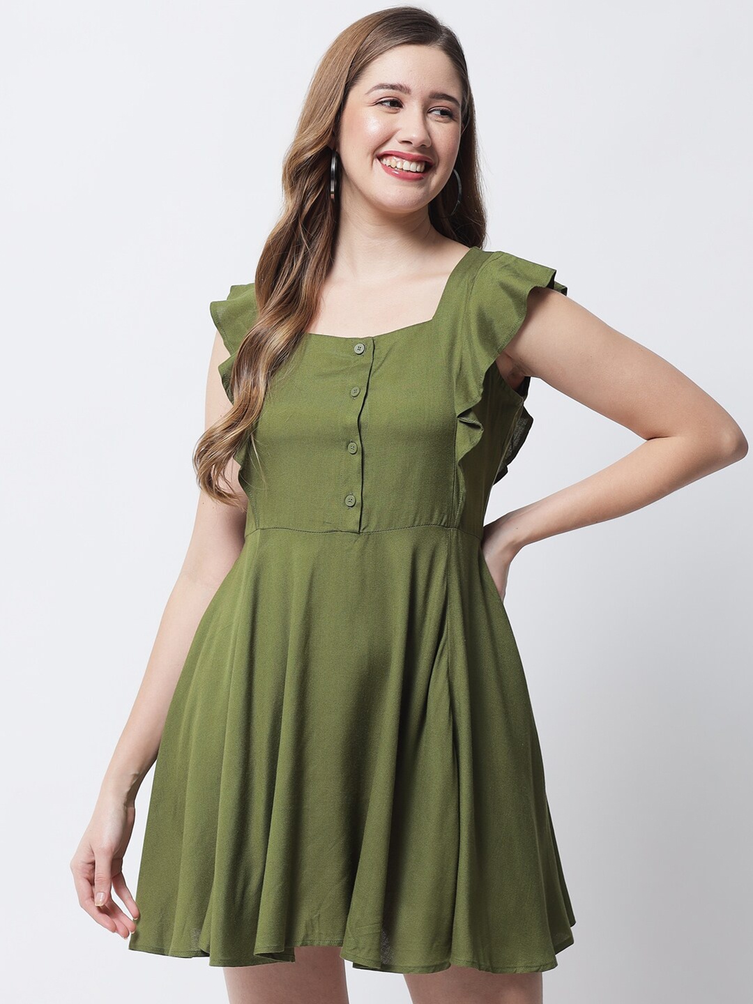

VANCA ECO Green Solid Mini Dress