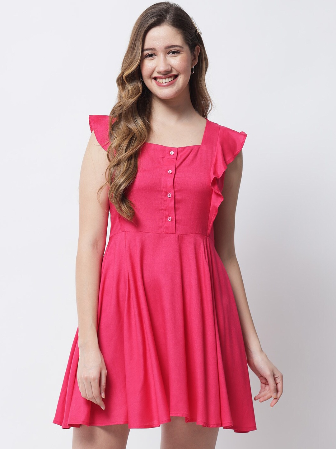

VANCA ECO Women Pink Solid Fit & Flare Dress