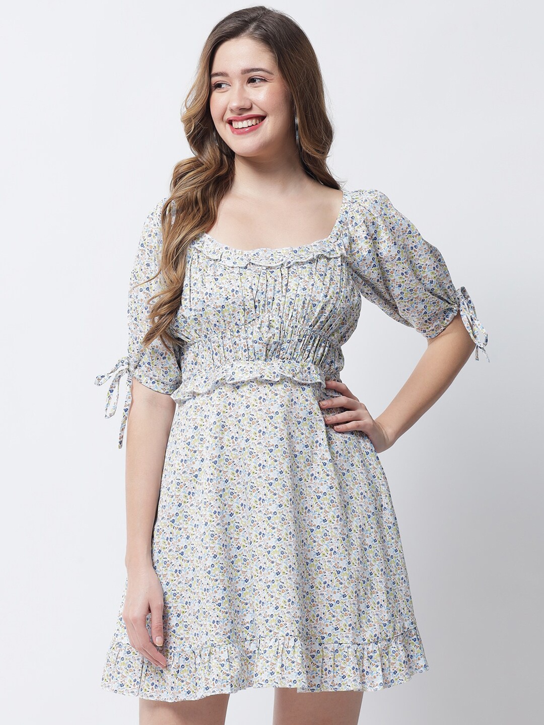 

VANCA ECO Women Off White Floral Printed Dress
