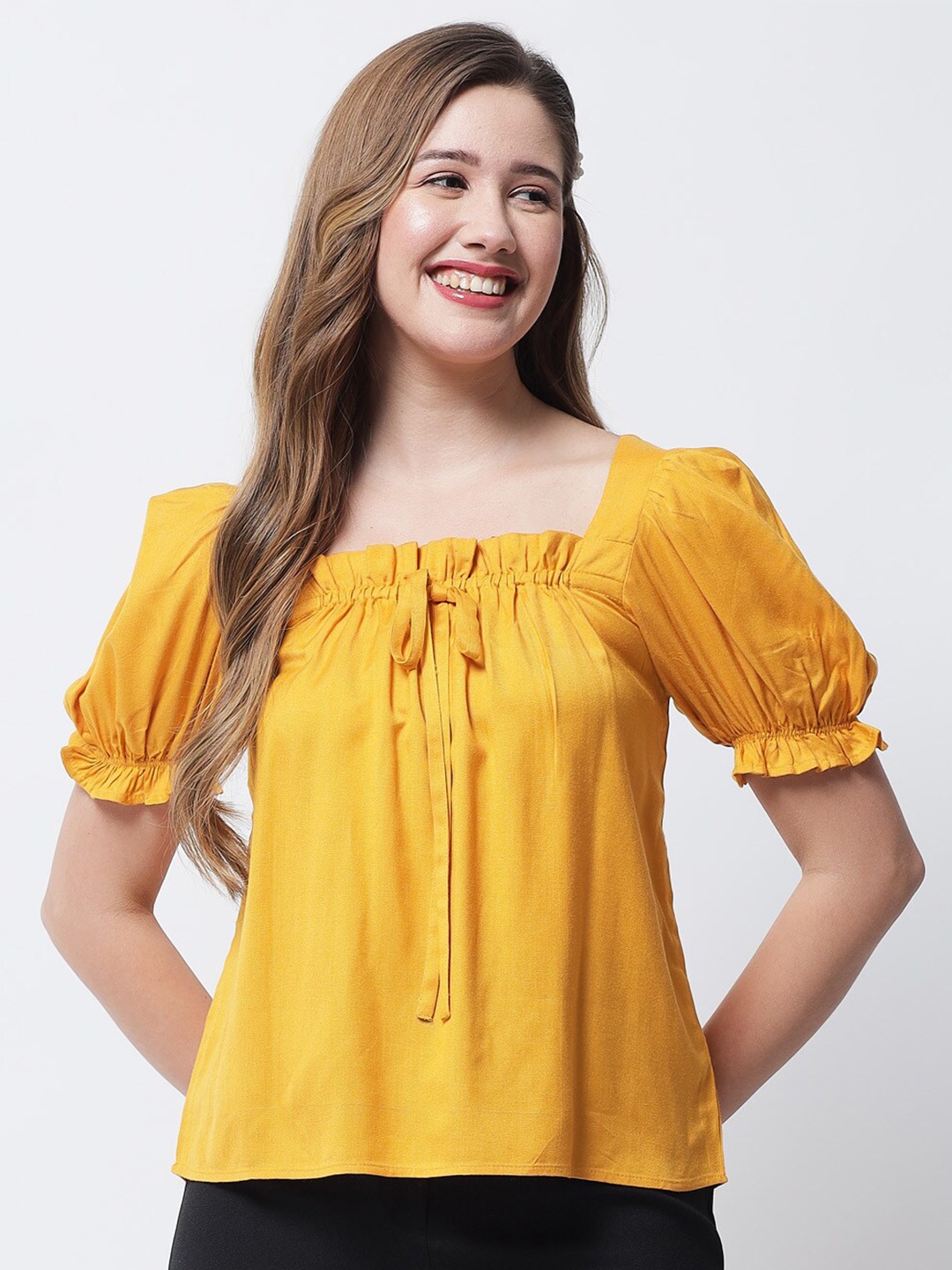 

VANCA ECO Yellow Gathered Top