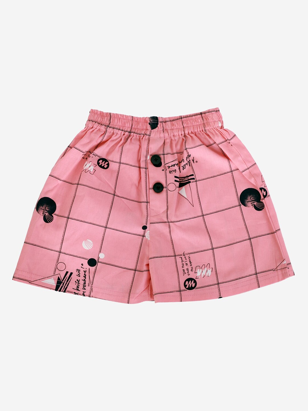 

YK Boys Pink & Black Printed Pure Cotton Boxers