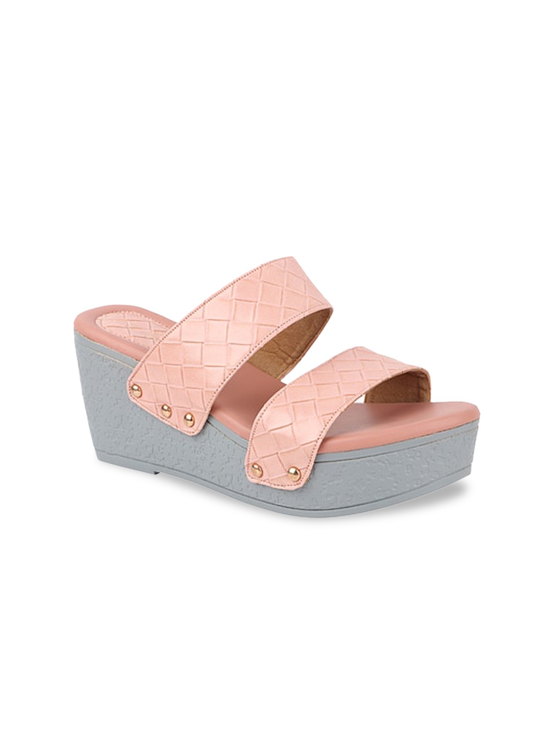 

THE WHITE POLE Pink Textured Wedge Sandals