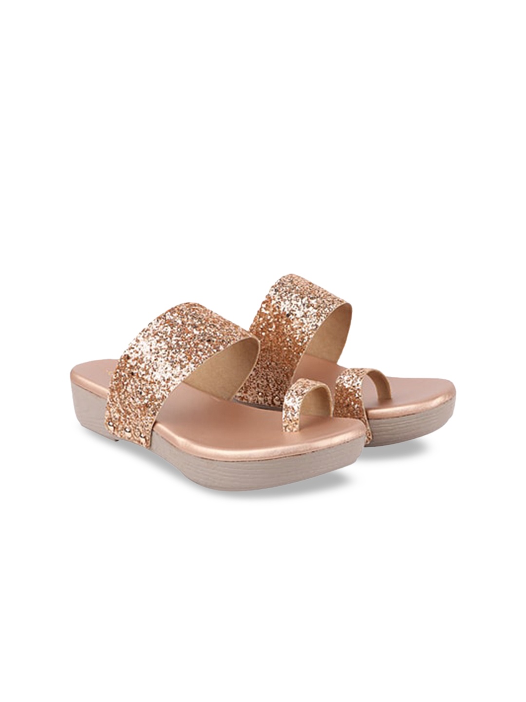 

THE WHITE POLE Women Rose Gold Embellished One Toe Flats