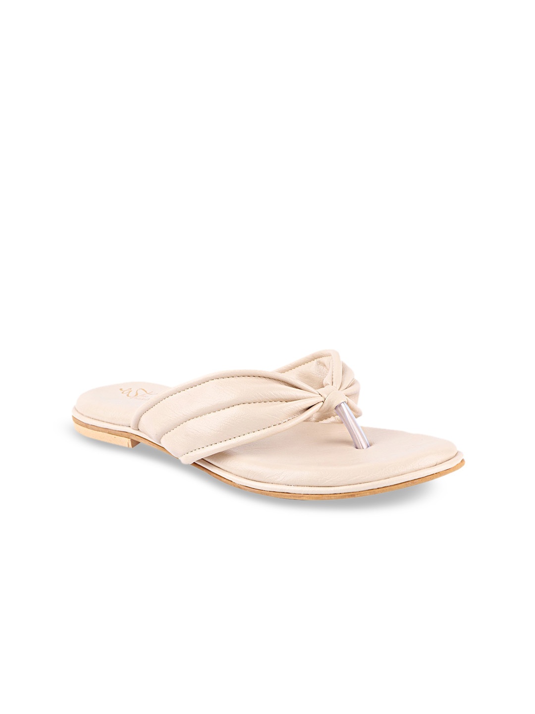 

THE WHITE POLE Women Cream-Coloured Ethnic Open Toe Flats