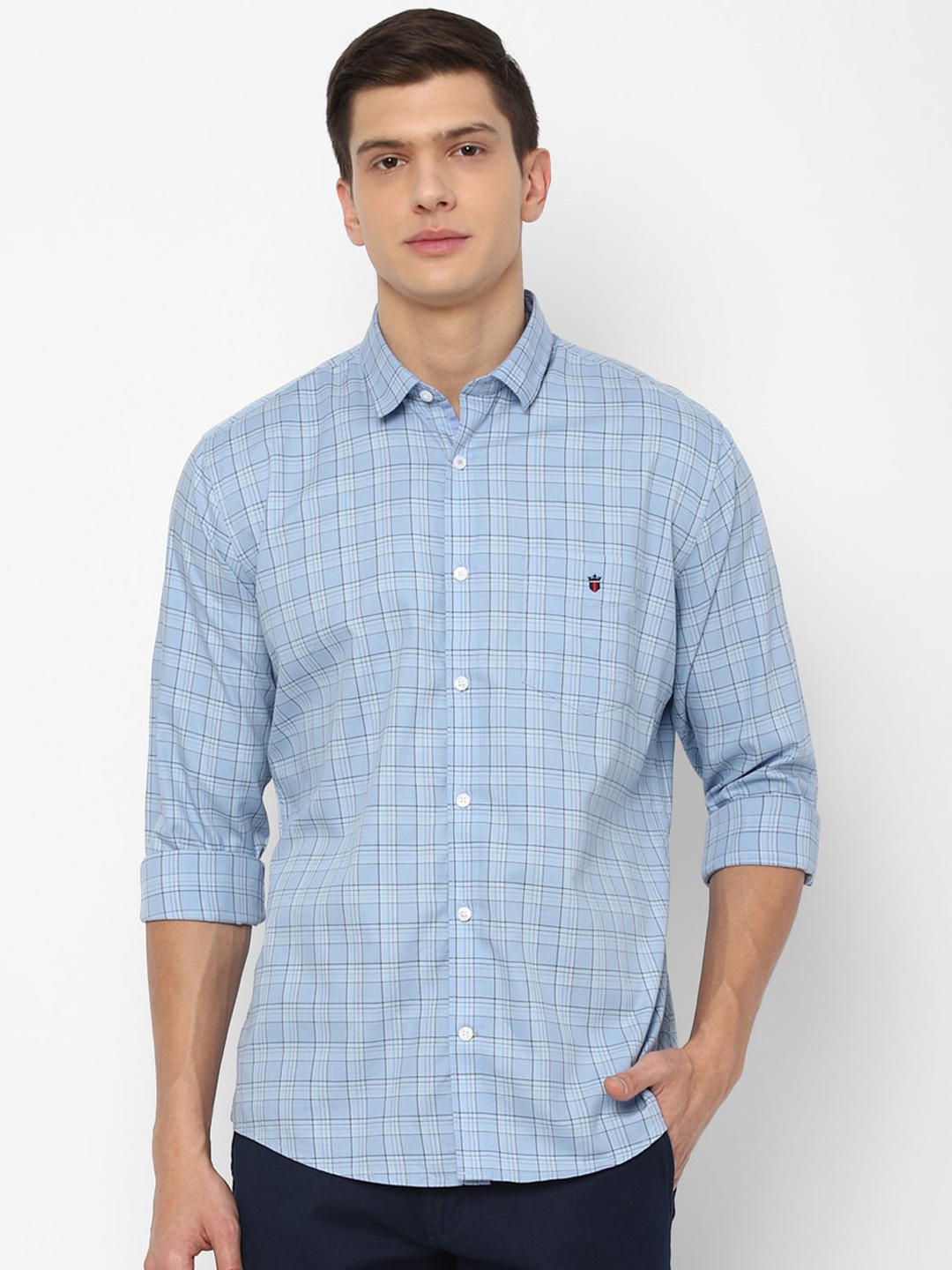 

Louis Philippe Sport Men Blue Slim Fit Grid Tattersall Checks Cotton Casual Shirt