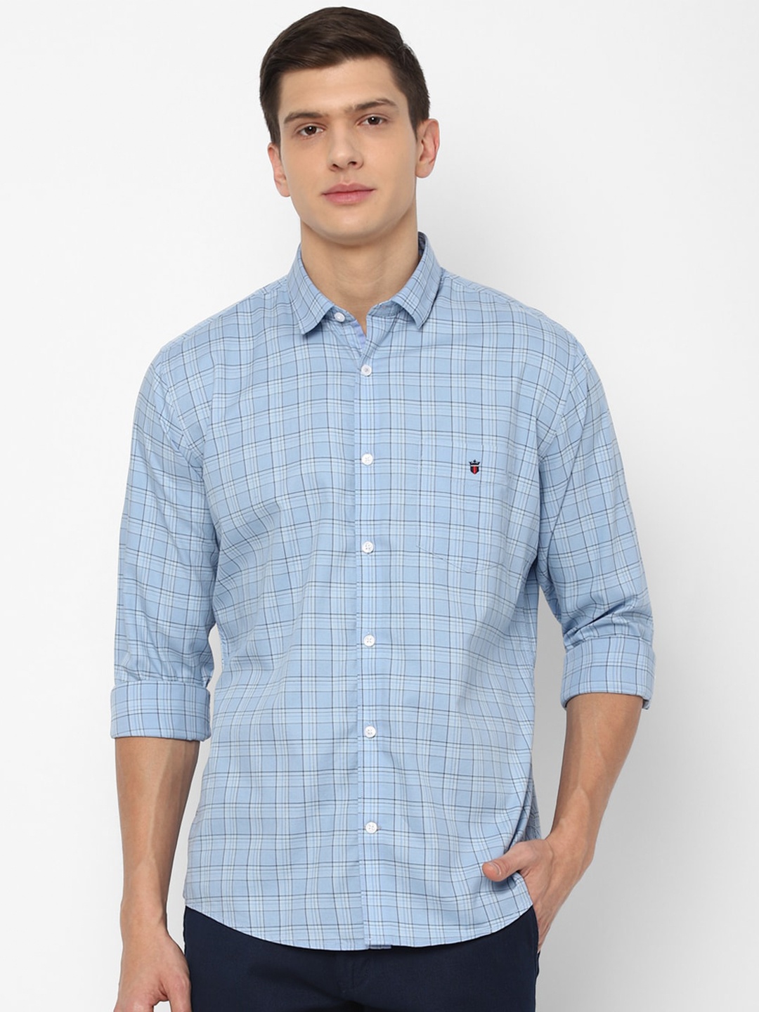 

Louis Philippe Sport Men Blue Grid Tattersall Checked Pure Cotton Casual Shirt