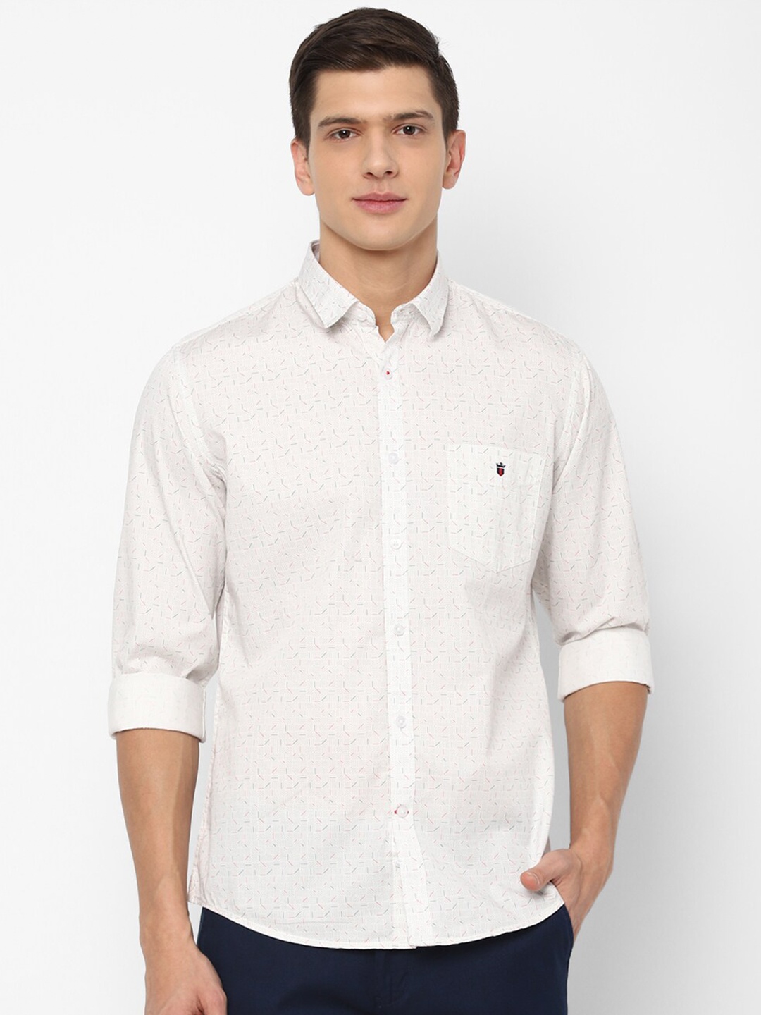 

Louis Philippe Sport Men White Slim Fit Printed Pure Cotton Casual Shirt