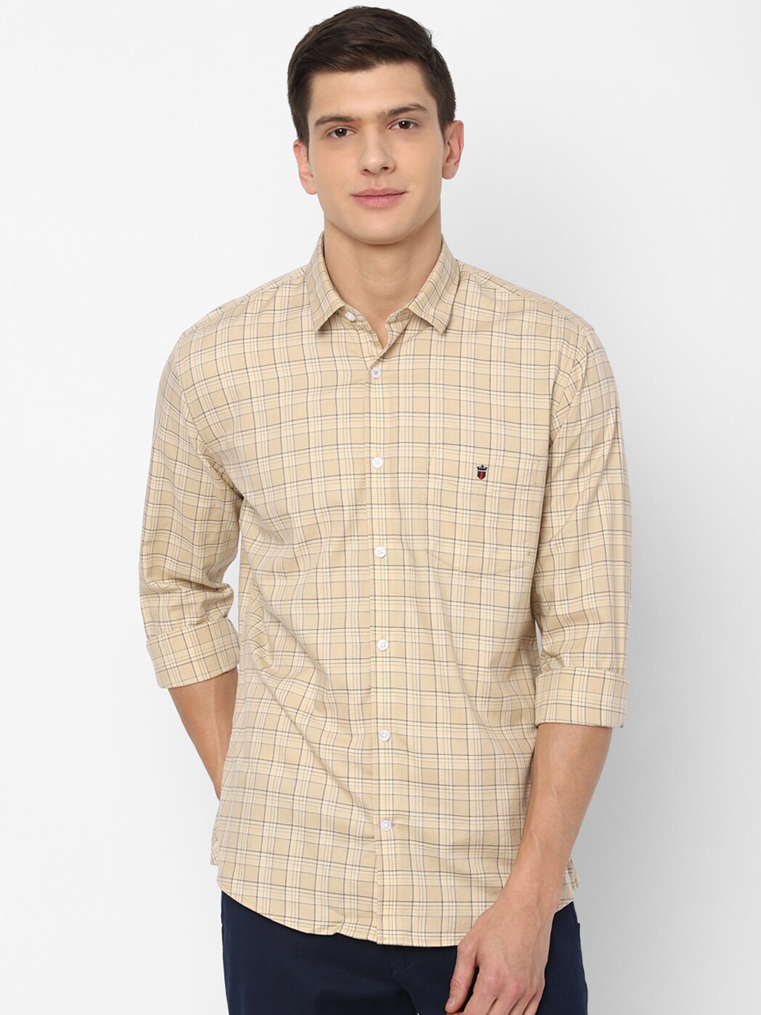 

Louis Philippe Sport Men Khaki Slim Fit Checked Cotton Casual Shirt