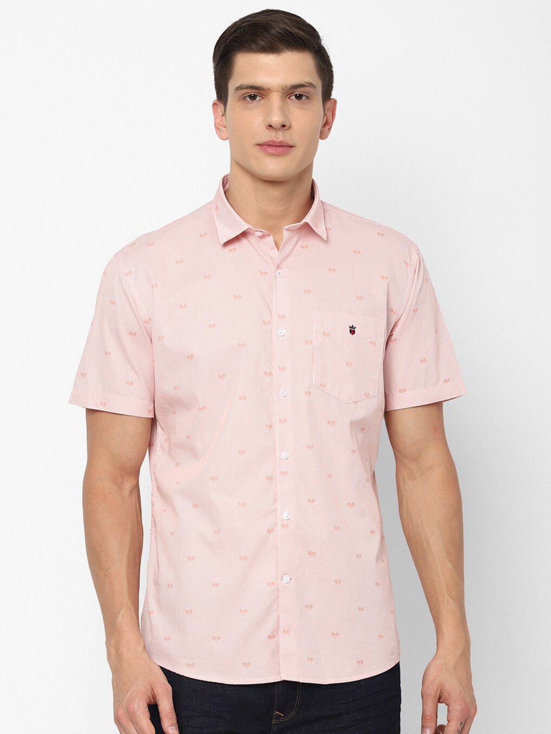 

Louis Philippe Sport Men Pink Slim Fit Conversational Printed Pure Cotton Casual Shirt