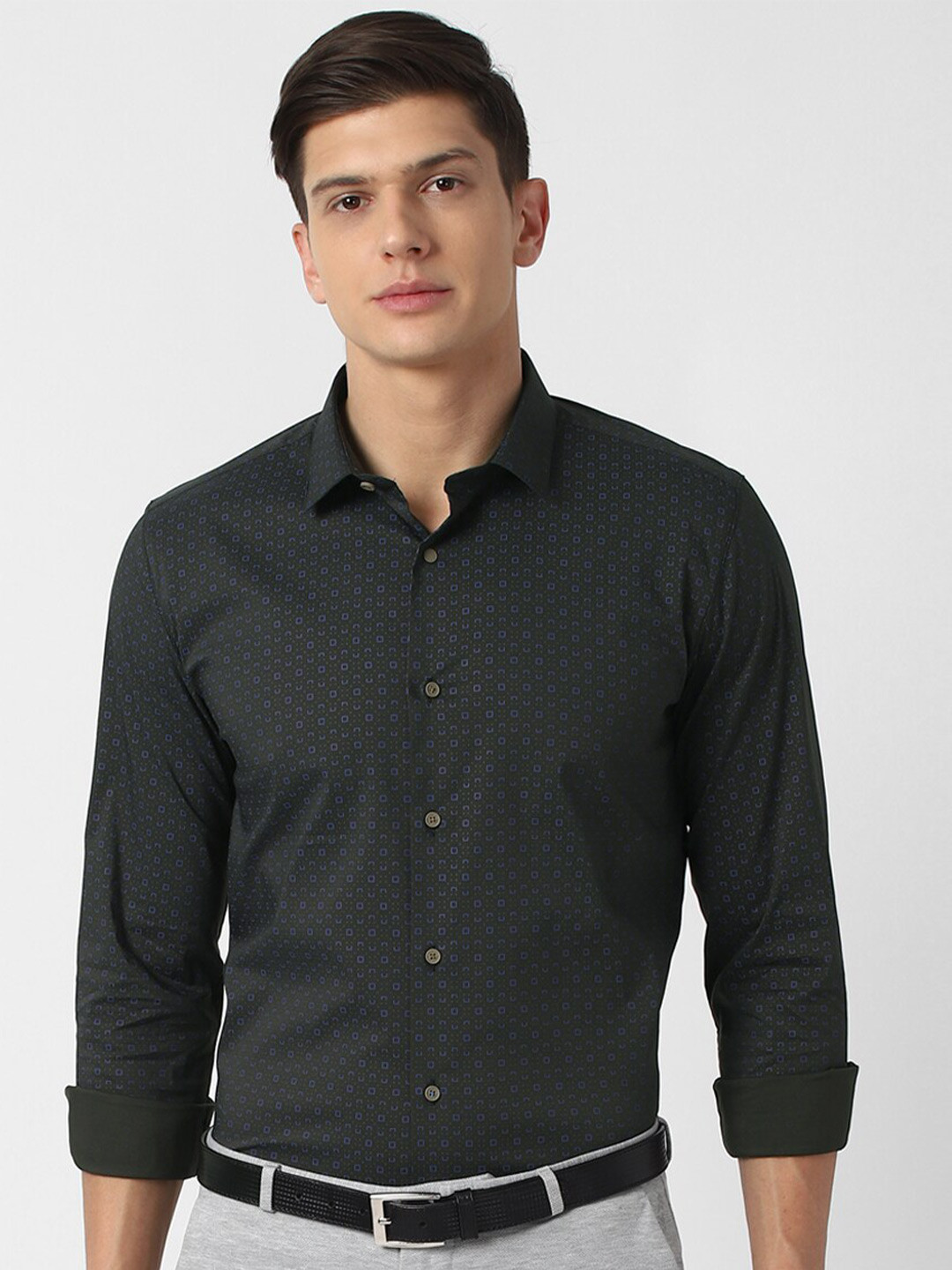 

Louis Philippe Sport Men Charcoal Slim Fit Printed Casual Shirt
