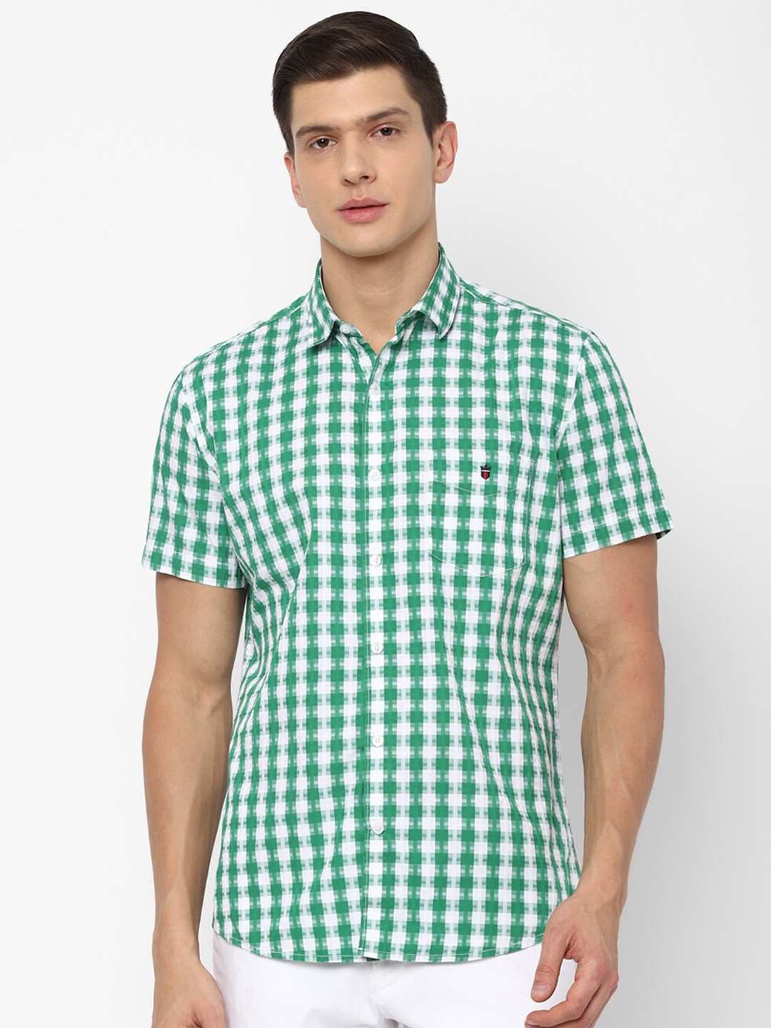

Louis Philippe Sport Men Green & White Slim Fit Checked Pure Cotton Casual Shirt