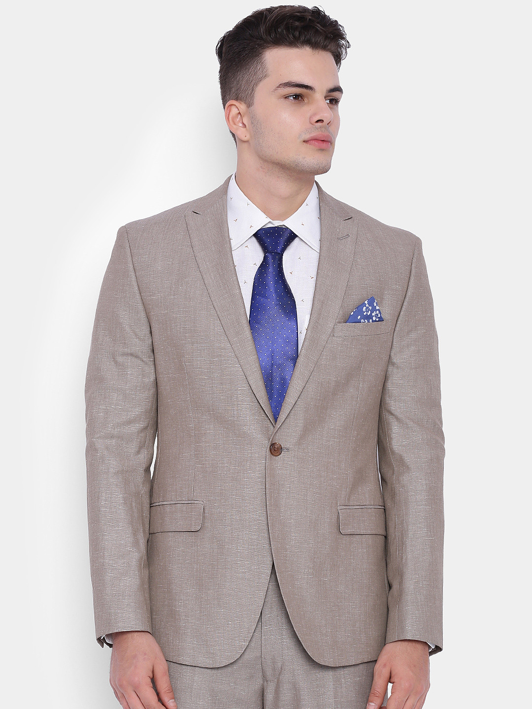 

SUITLTD Beige Slim Fit Single-Breasted Formal Blazer