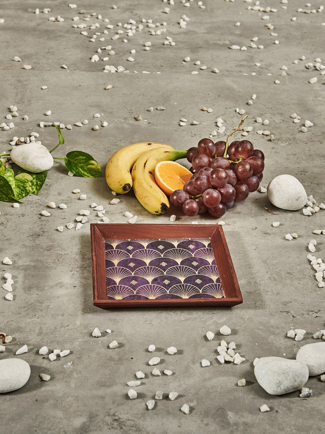 

A Tiny Mistake Brown & Purple Small Square Serving Tray, Black