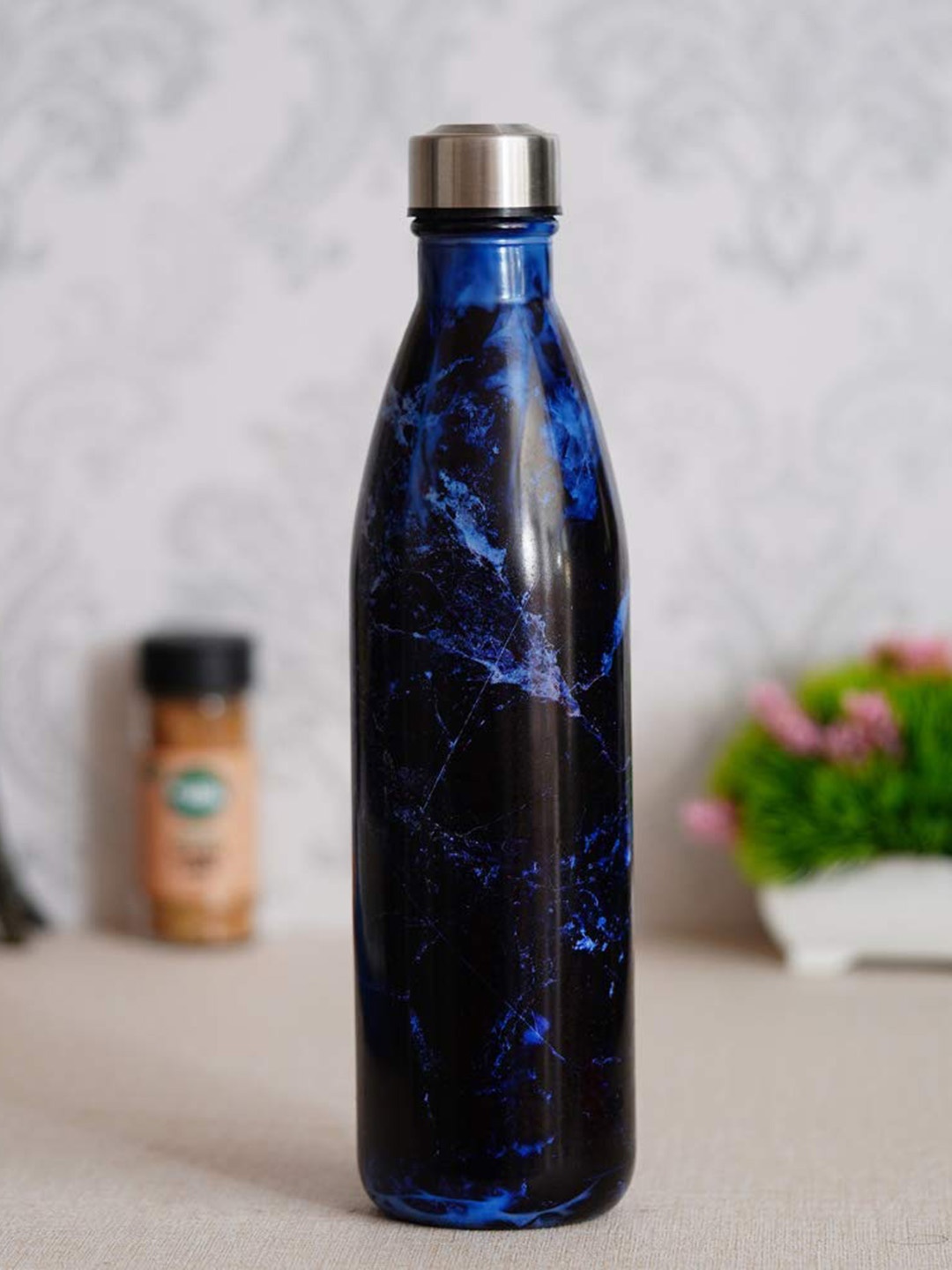 

Femora Set of 2 Blue Glass Water Bottle with Steel Cap