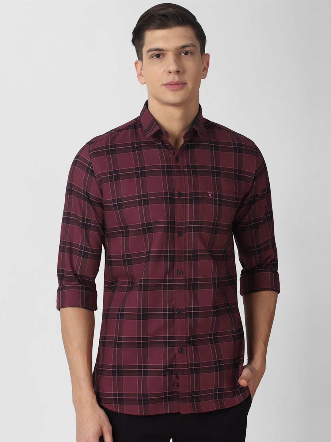 

Van Heusen Sport Men Purple Slim Fit Tartan Checks Cotton Casual Shirt
