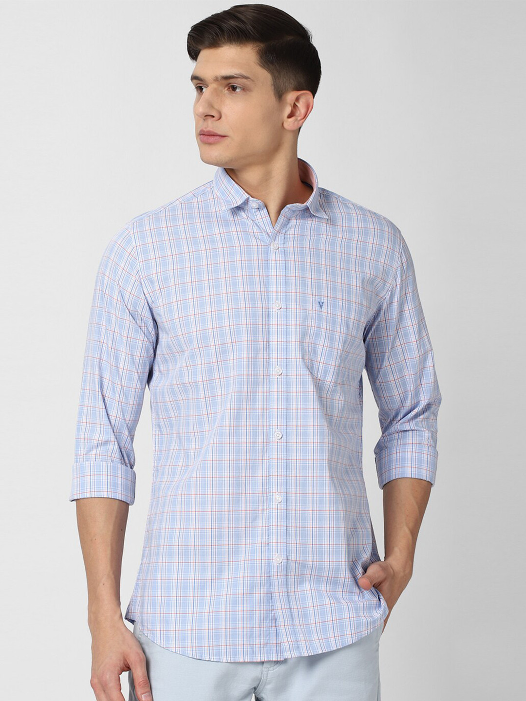 

Van Heusen Sport Blue Slim Fit Checked Casual Shirt
