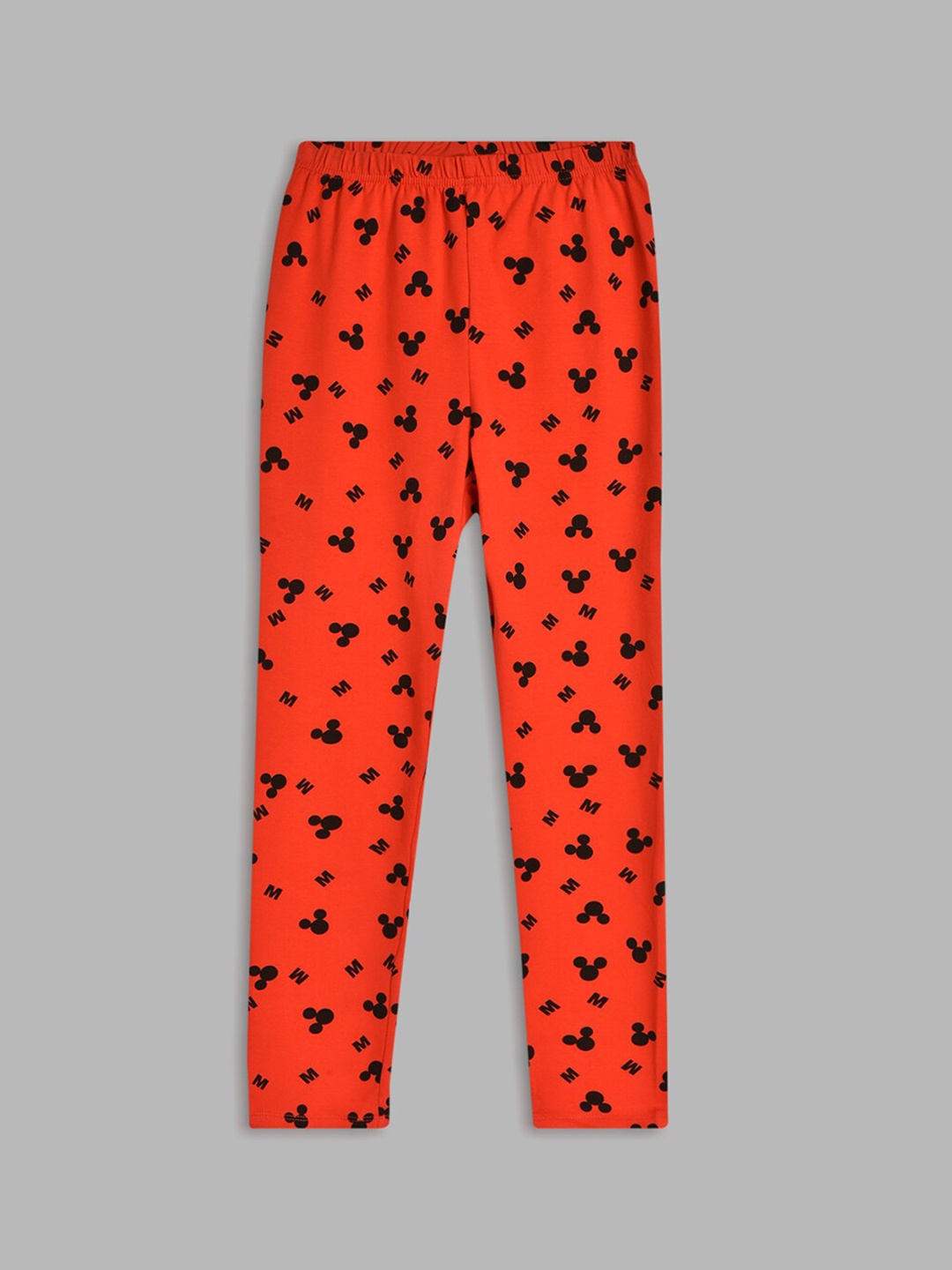 

Blue Giraffe Girls Red & Black Disney Mickey Mouse Printed Cotton Leggings