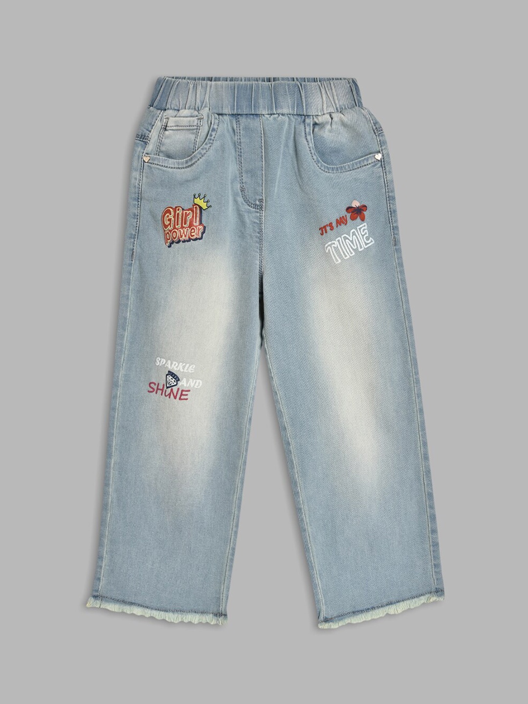

Blue Giraffe Girls Blue Straight Fit Low Distress Light Fade Jeans