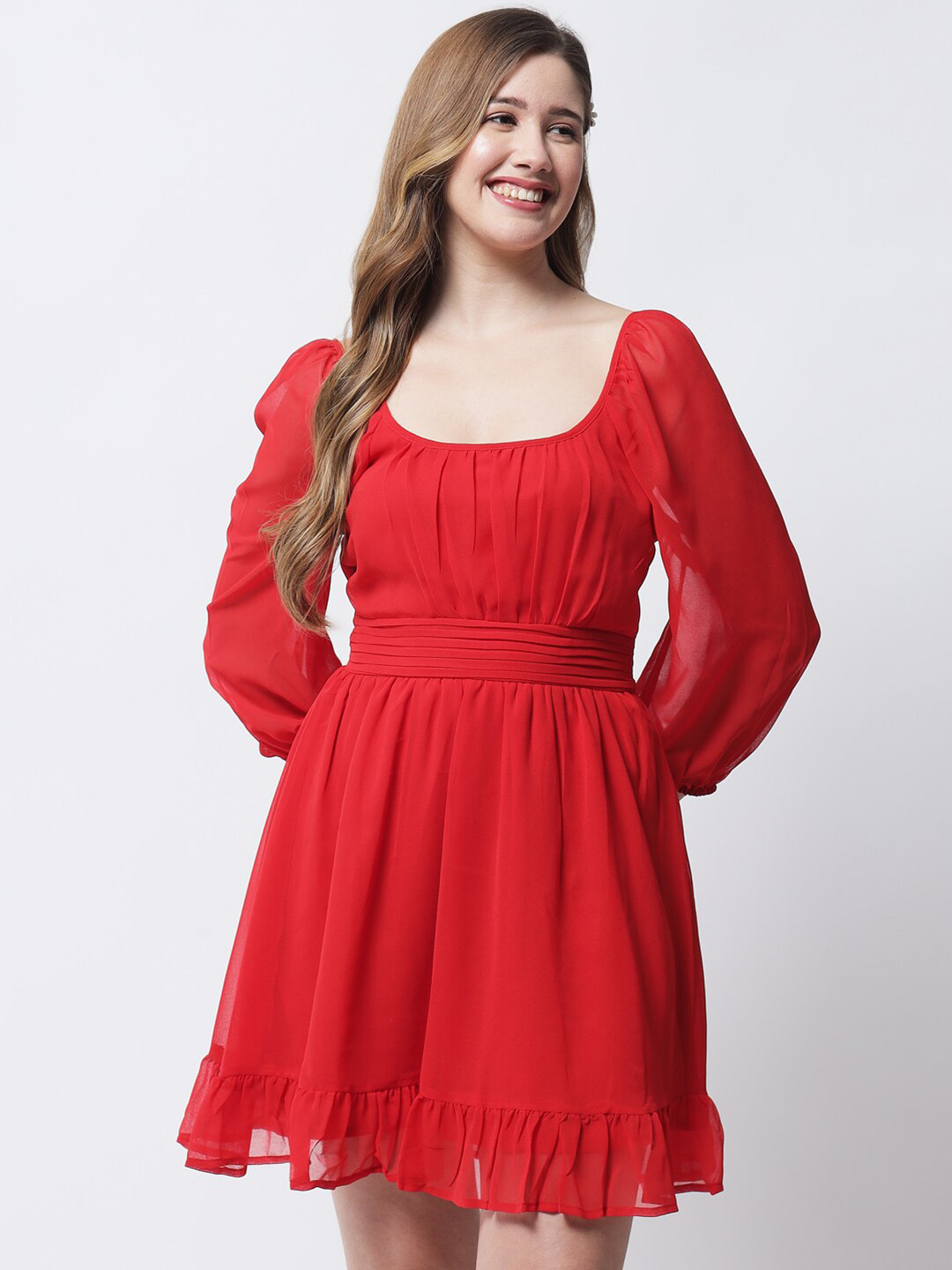 

The Vanca Women Red Fit And Flare Dress