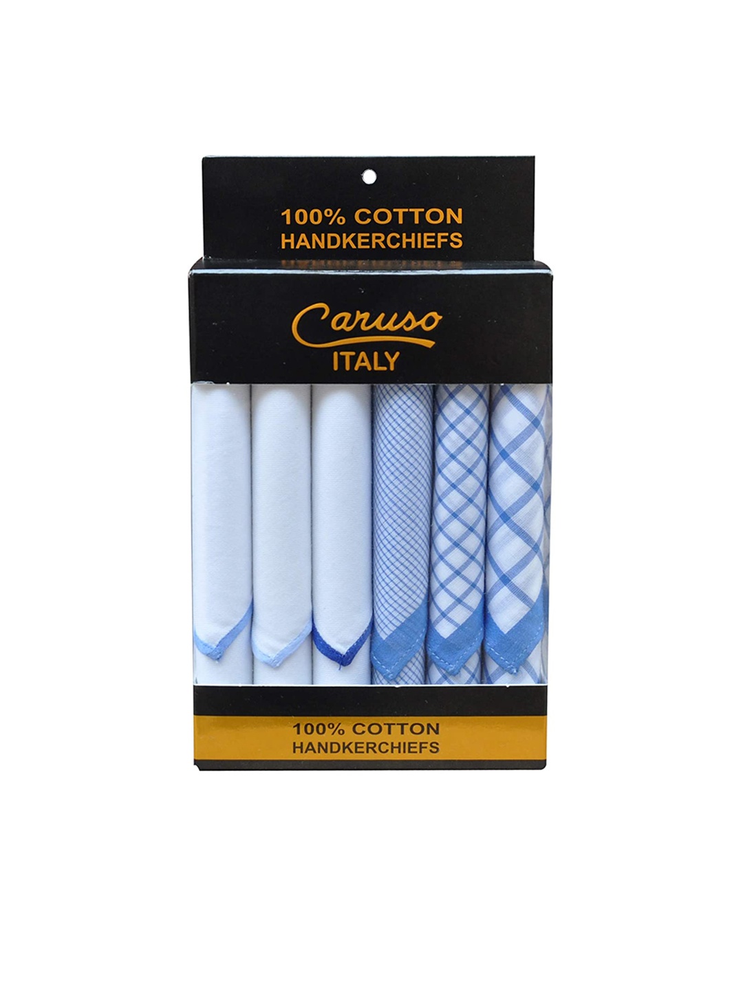 

Caruso ITALY Men Set of 6 Blue Pure Cotton Handkerchief