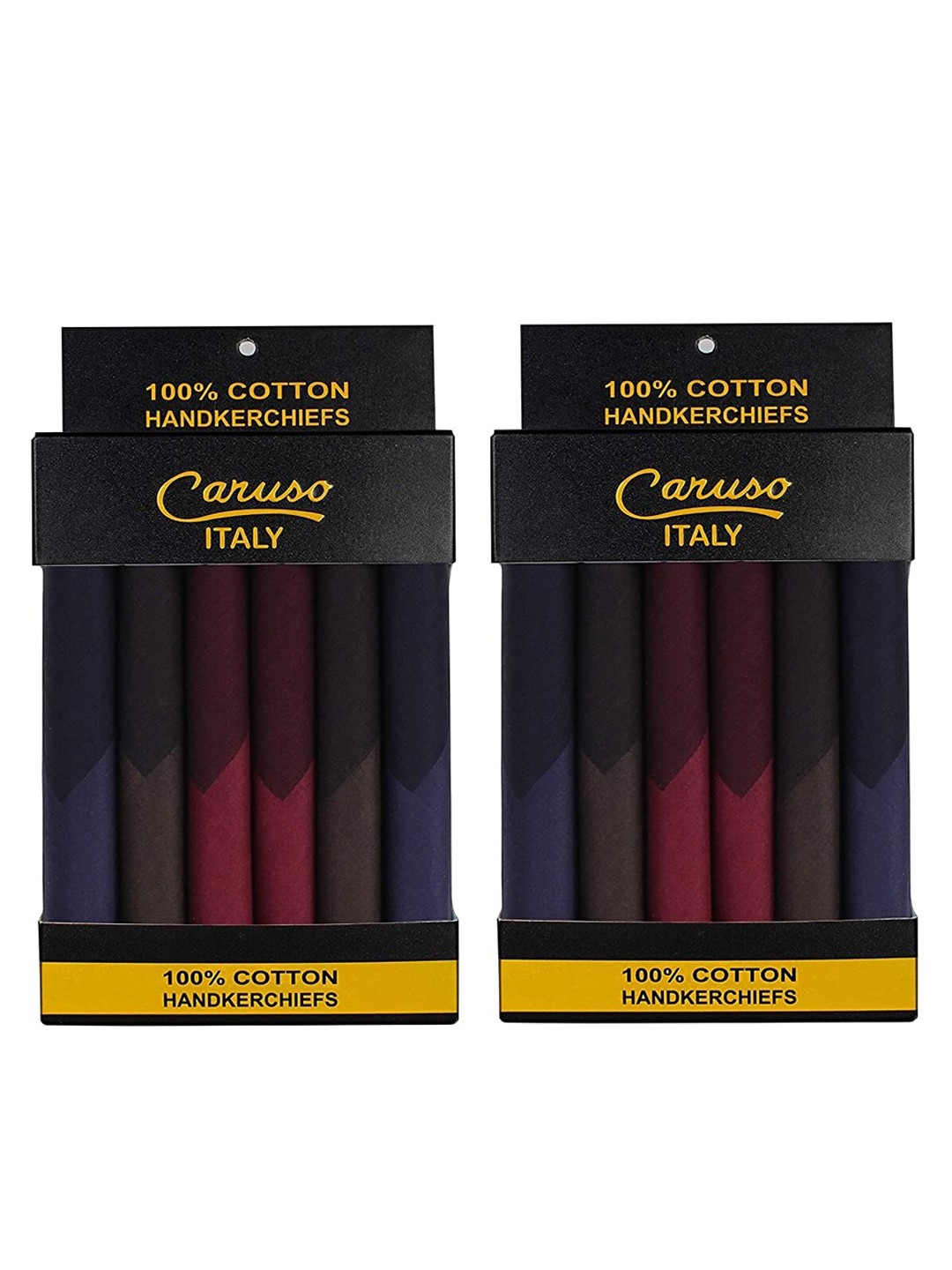

Caruso ITALY Men Pack Of 12 Striped Pure Cotton Handkerchief, Brown