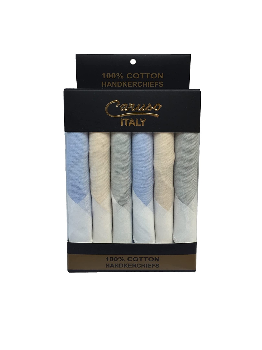 

Caruso ITALY Men Pack of 6 Pure Cotton Handkerchief, Multi