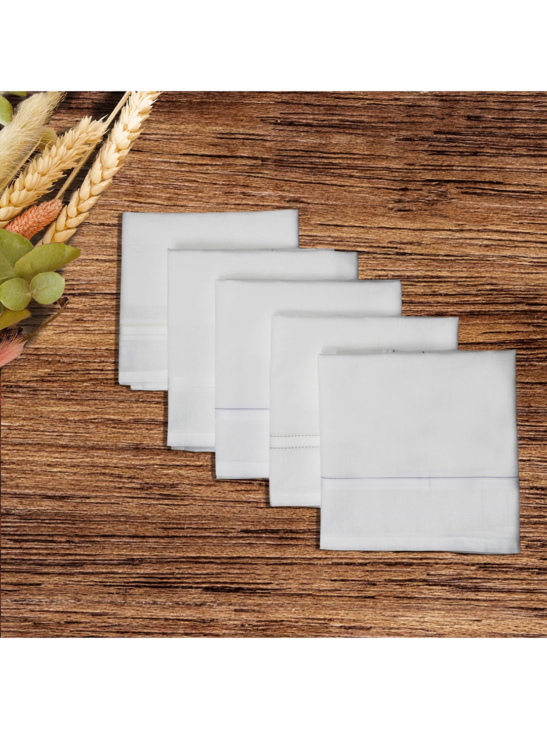 

Caruso ITALY Men Pack Of 5 White Solid Pure Cotton Handkerchief