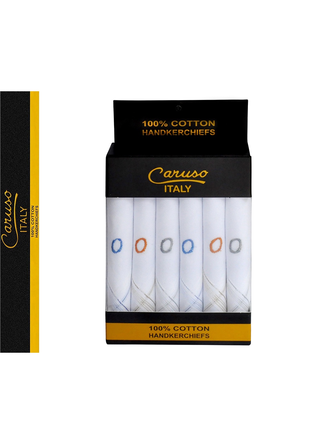 

Caruso ITALY Men Set of 6 White Solid Cotton Handkerchiefs