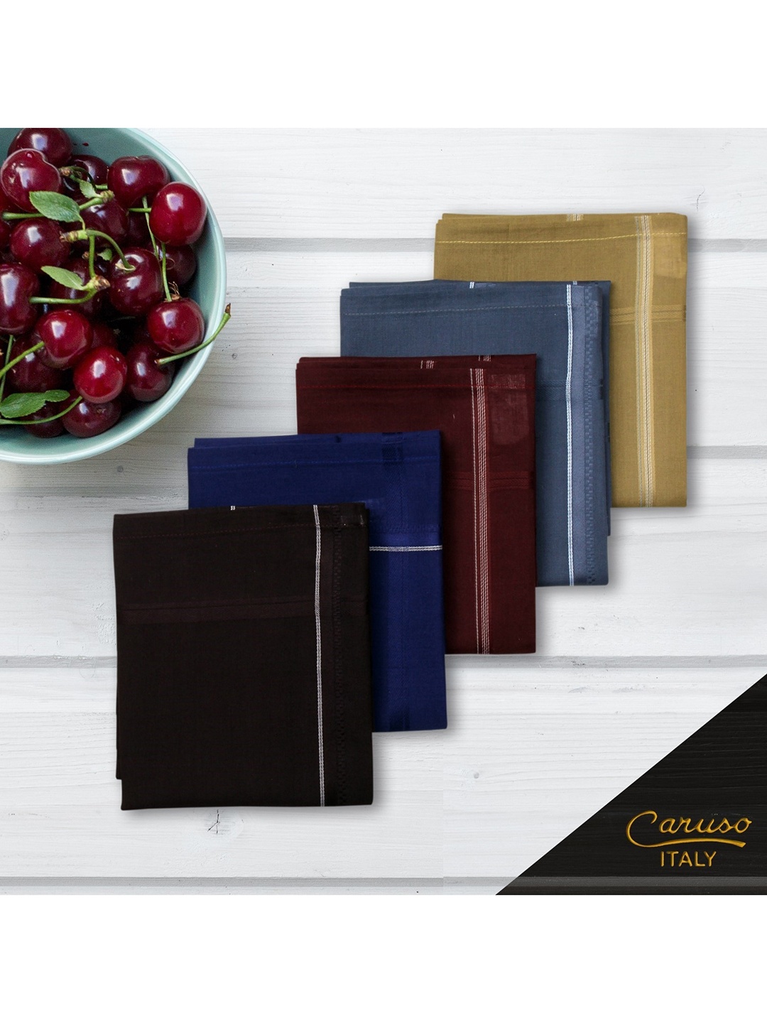 

Caruso ITALY Pack of 5 Men Cotton Handkerchief, Multi