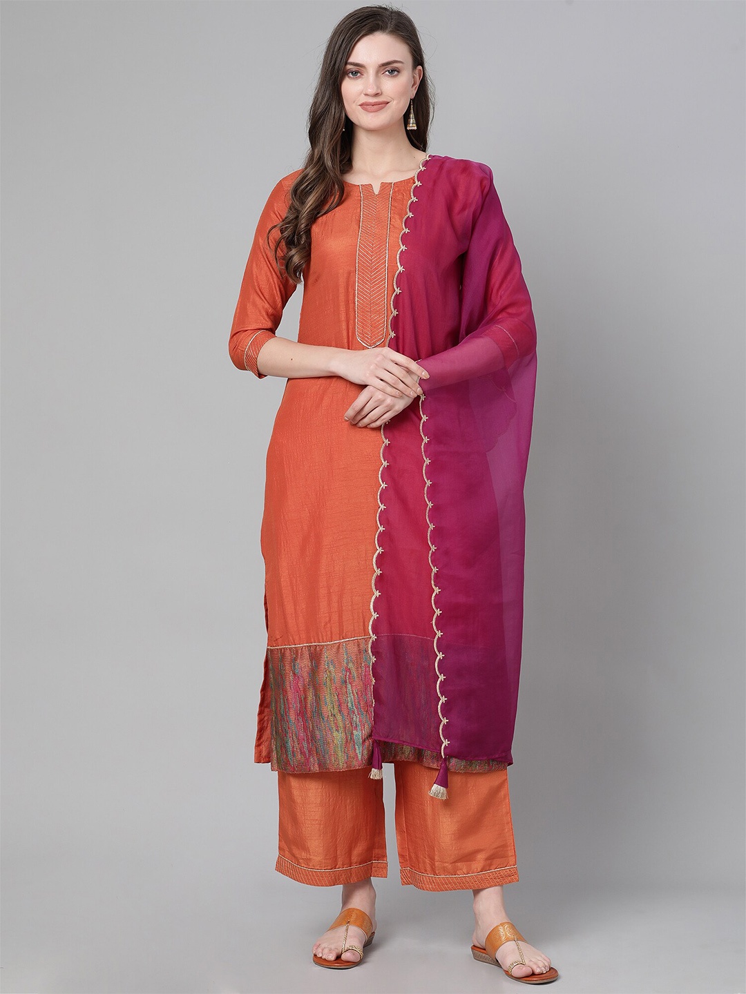 

Indo Era Women Purple Solid Organza Dupatta