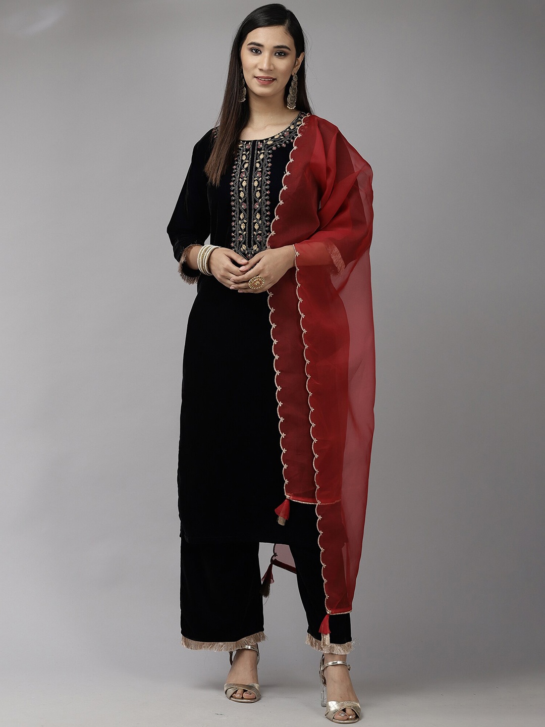 

Indo Era Red Organza Dupatta
