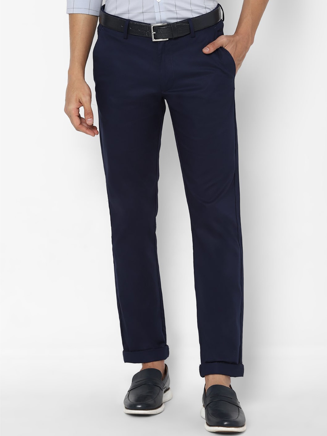 

Allen Solly Men Navy Blue Mid-Rise Slim Fit Trousers