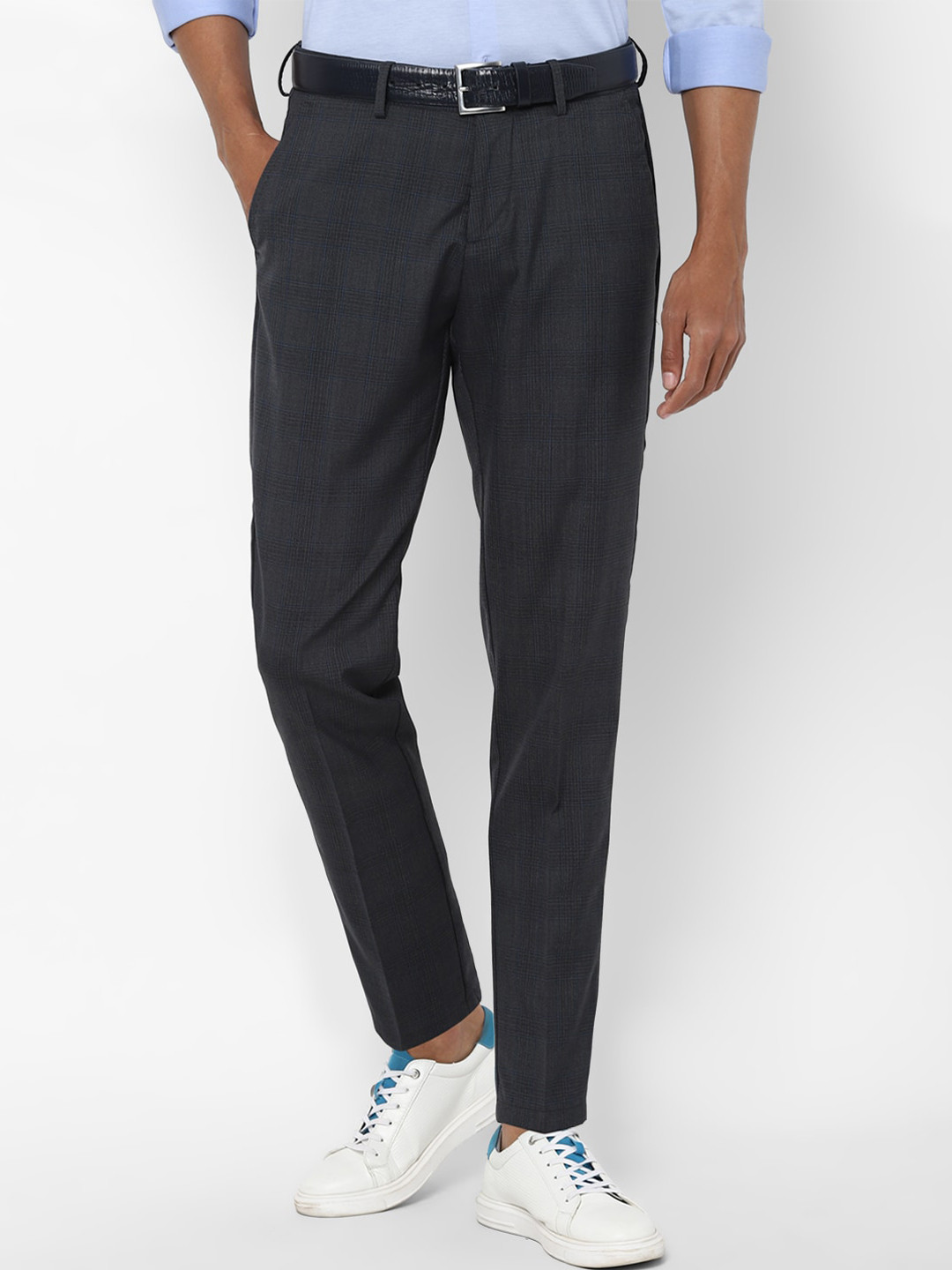 

Allen Solly Men Black Checked Woolen Slim Fit Trousers