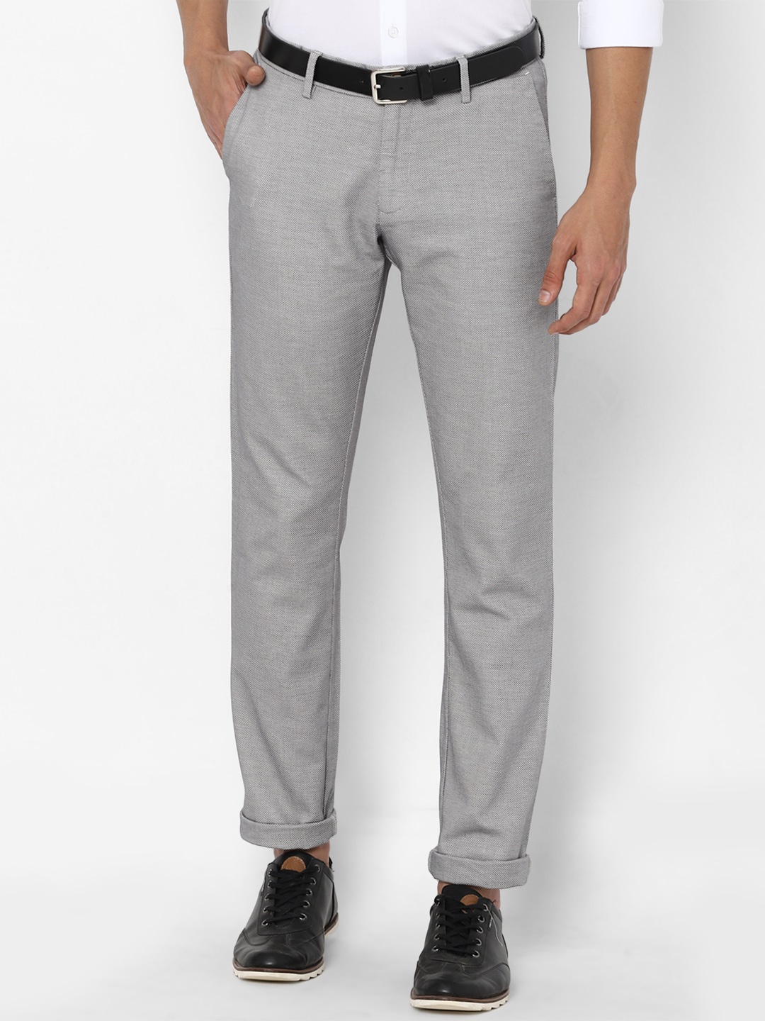 

Allen Solly Men Grey Solid Slim Fit Regular Trousers